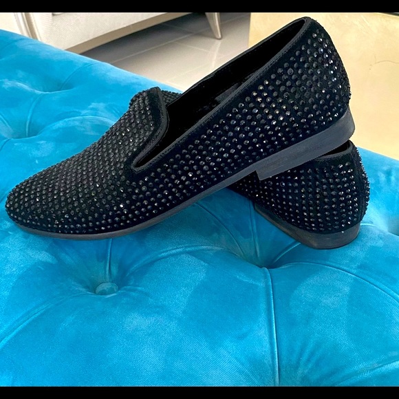 Steve Madden Shoes Steve Madden Mens Black Rhinestone Loafer 5